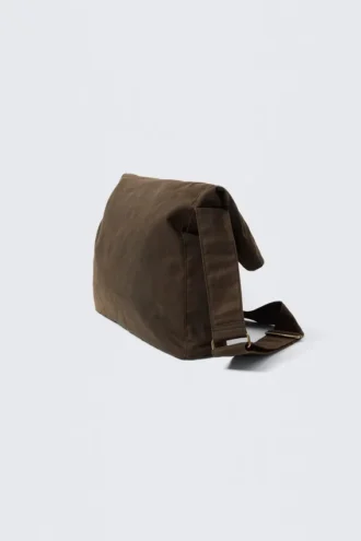 Messenger-Tasche aus gewachstem Baumwoll-Canvas – Dunkelbraun
