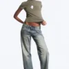 Messy Low Rise Regular Straight Jeans – Hazy Blue – Medium Blue | Cheap Monday Gb