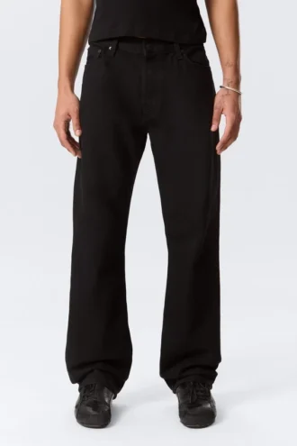Meteor Low Rise Relaxed Straight Jeans – Black Rinse – Schwarz