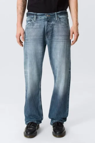 Meteor Low Rise Relaxed Straight Jeans – Board Blue – Mittelblau