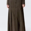 Mid-Rise Pleated Maxi Rock – Dunkelgrau Mid-Rise Pleated Maxi Rock – Dunkelgrau