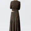 Mid-Rise Pleated Maxi Rock – Dunkelgrau Mid-Rise Pleated Maxi Rock – Dunkelgrau