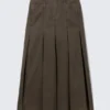 Mid-Rise Pleated Maxi Rock – Dunkelgrau Mid-Rise Pleated Maxi Rock – Dunkelgrau