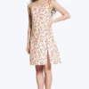 Midi-Kleid mit quadratischem Ausschnitt und Schlitz – Weiß – Rosa Blumenmuster Midi-Kleid mit quadratischem Ausschnitt und Schlitz – Weiß – Rosa Blumenmuster