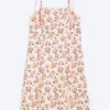 Midi-Kleid mit quadratischem Ausschnitt und Schlitz – Weiß – Rosa Blumenmuster Midi-Kleid mit quadratischem Ausschnitt und Schlitz – Weiß – Rosa Blumenmuster