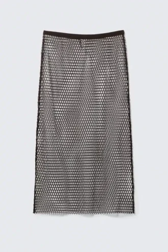 Midi-Rock aus Mesh – Dunkelbraun Midi-Rock aus Mesh – Dunkelbraun