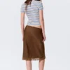 Midi-Rock aus Satin mit Spitze – Dunkelbraun Midi-Rock aus Satin mit Spitze – Dunkelbraun