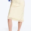 Midirock aus Satin-Spitze – Hellstaubbeige Midirock aus Satin-Spitze – Hellstaubbeige