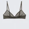 Mila Triangel-BH aus bedrucktem Mesh – Dunkelbraun