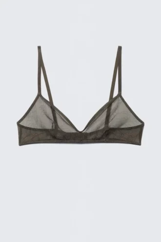 Mila Triangel-BH aus bedrucktem Mesh – Dunkelbraun