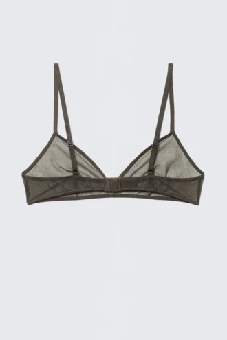 Mila Triangel-BH aus bedrucktem Mesh – Dunkelbraun