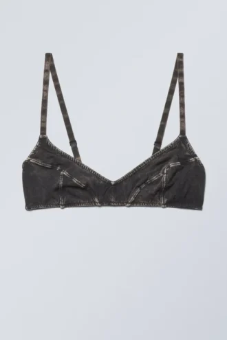 Miley-BH aus gewaschener Baumwolle – Bleach Washed Black