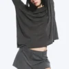 Mini-Anzug-Shorts mit niedriger Taille – Dunkelgrau meliert Mini-Anzug-Shorts mit niedriger Taille – Dunkelgrau meliert