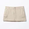 Mini-Cargo-Röckchen aus Baumwolle – Rosa-Beige Mini-Cargo-Röckchen aus Baumwolle – Rosa-Beige
