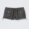 Mini-Cargo-Shorts mit Kordelzug – Dunkelgrau meliert Mini-Cargo-Shorts mit Kordelzug – Dunkelgrau meliert
