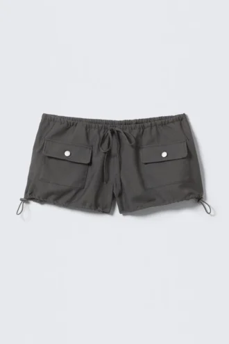 Mini-Cargo-Shorts mit Kordelzug – Dunkelgrau meliert Mini-Cargo-Shorts mit Kordelzug – Dunkelgrau meliert