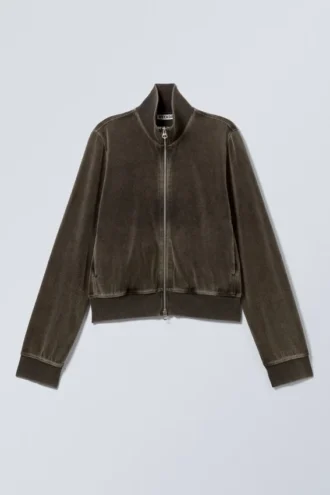 Mini-Jacke aus gewaschenem Samt – gewaschenes Schwarz