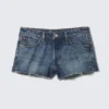 Mini-Jeans-Shorts mit niedriger Leibhöhe und unversäubertem Saum – Mountain Blue – Dunkelblau Mini-Jeans-Shorts mit niedriger Leibhöhe und unversäubertem Saum – Mountain Blue – Dunkelblau