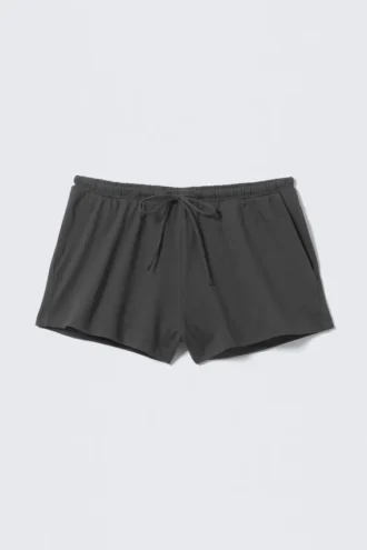 Mini-Jersey-Shorts mit mittlerer Leibhöhe – Dunkelgrau