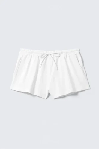 Mini-Jersey-Shorts mit mittlerer Leibhöhe – Weiß