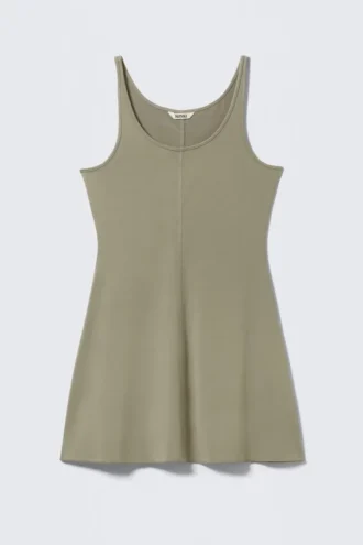 Mini-Jersey-Tank-Kleid – Khaki-Grün