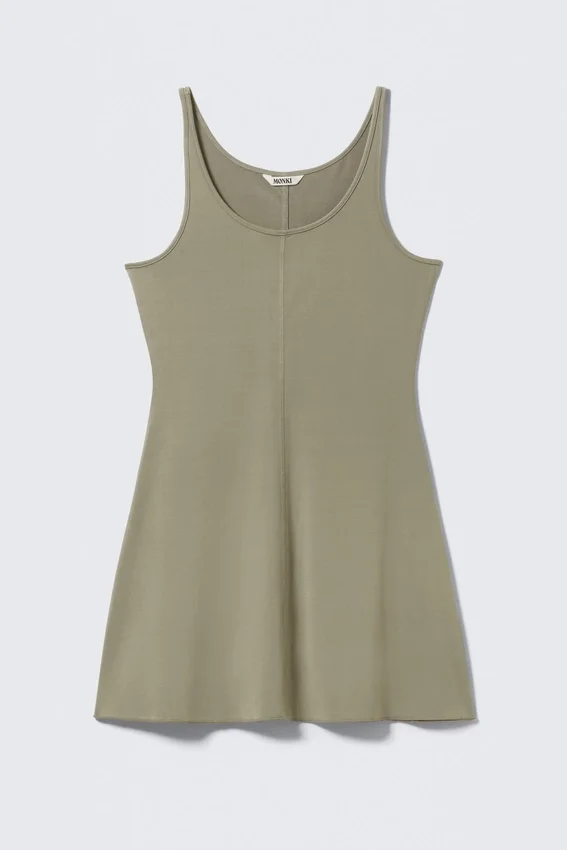 Mini-Jersey-Tank-Kleid – Khaki-Grün Mini-Jersey-Tank-Kleid – Khaki-Grün