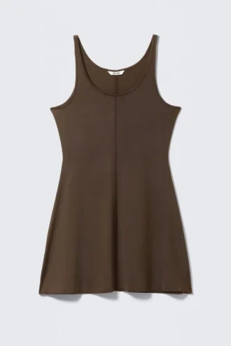 Mini-Jersey-Tankkleid – Dunkelbraun