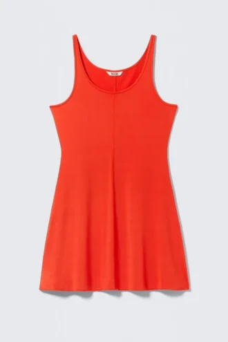 Mini-Jersey-Tankkleid – Leuchtend Rot