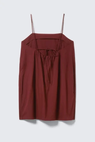 Mini-Kleid aus Twill mit Bindeband – Burgunderrot