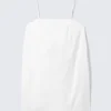 Mini-Kleid aus Twill mit Bindeband – Weiß Mini-Kleid aus Twill mit Bindeband – Weiß