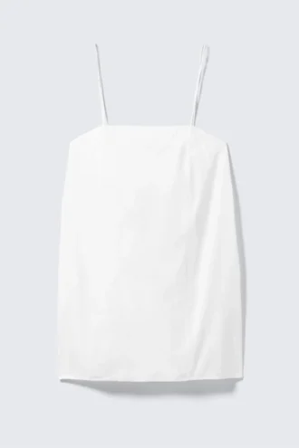 Mini-Kleid aus Twill mit Bindeband – Weiß