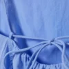 Mini-Kleid aus Twill mit Bindebändern – Blau Mini-Kleid aus Twill mit Bindebändern – Blau