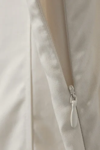 Mini-Kleid aus Twill mit Falten und Bindebändern – Hellbeige