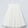Mini-Popeline-Trägerkleid – Weiß Mini-Popeline-Trägerkleid – Weiß