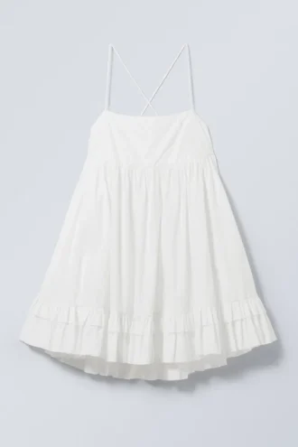 Mini-Popeline-Trägerkleid – Weiß