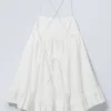 Mini-Popeline-Trägerkleid – Weiß Mini-Popeline-Trägerkleid – Weiß