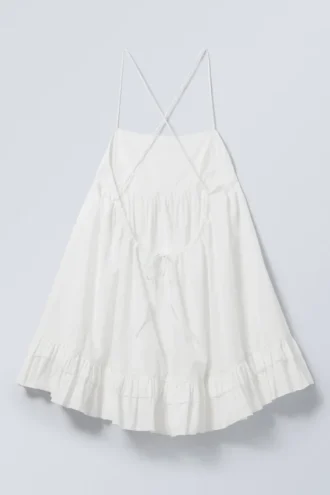 Mini-Popeline-Trägerkleid – Weiß