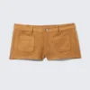 Mini-Shorts aus Kunstwildleder – Braun Mini-Shorts aus Kunstwildleder – Braun