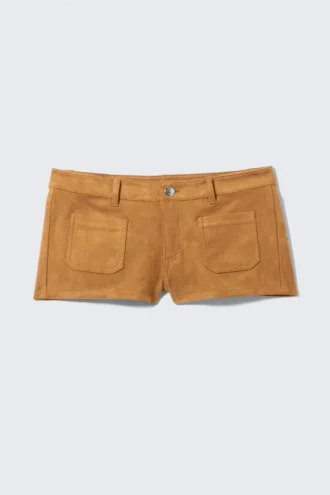 Mini-Shorts aus Kunstwildleder – Braun