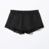 Mini-Shorts aus Satin mit Spitze – Schwarz Mini-Shorts aus Satin mit Spitze – Schwarz