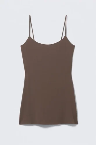 Mini-Slipkleid mit Trägern – Dunkelbraun