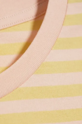 Mini-T-Shirt in Regular-Fit – gestreift in Limettengelb/Pfirsichrosa