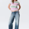 Mini-T-Shirt in Regular-Fit – rosa/grün gestreift Mini-T-Shirt in Regular-Fit – rosa/grün gestreift