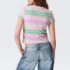Mini-T-Shirt in Regular-Fit – rosa/grün gestreift Mini-T-Shirt in Regular-Fit – rosa/grün gestreift