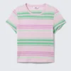 Mini-T-Shirt in Regular-Fit – rosa/grün gestreift Mini-T-Shirt in Regular-Fit – rosa/grün gestreift