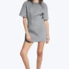 Mini-T-Shirt-Kleid mit Nieten – Grau meliert – Nieten Mini-T-Shirt-Kleid mit Nieten – Grau meliert – Nieten