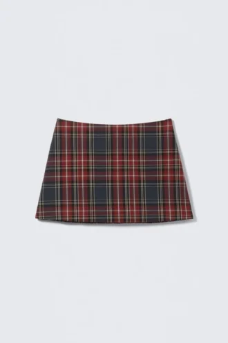 Mini-Twill-Rock – Dunkelrotes Karomuster