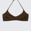 Minimalistisches Neckholder-Bikini-Oberteil – Dunkelbraun Minimalistisches Neckholder-Bikini-Oberteil – Dunkelbraun