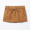 Minirock aus Kunstwildleder mit niedriger Taille – Braun