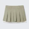 Minirock aus Twill mit Falten und mittlerer Leibhöhe – Khaki-Grün Minirock aus Twill mit Falten und mittlerer Leibhöhe – Khaki-Grün